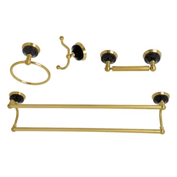 BAK9113478BB Water Onyx 4-Piece Bathroom Accessory Set, Brushed Brass
